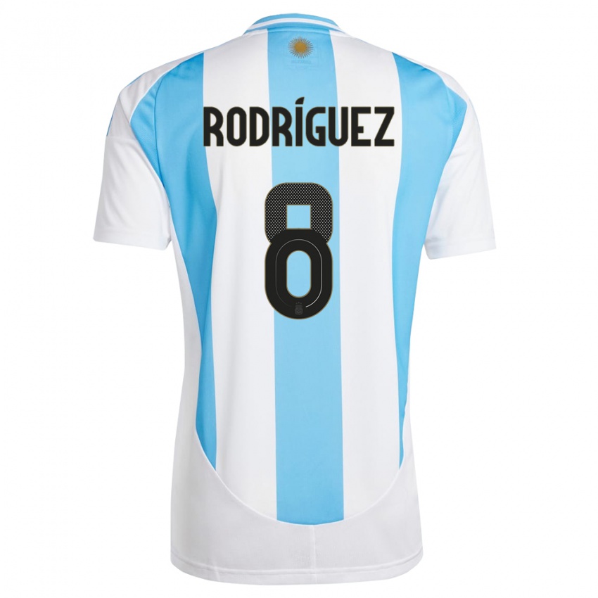 Gyermek Argentína Agustin Rodriguez #8 Fehér Kék Hazai Jersey 24-26 Mez Póló Ing