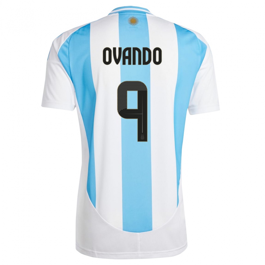 Gyermek Argentína Lautaro Ovando #9 Fehér Kék Hazai Jersey 24-26 Mez Póló Ing