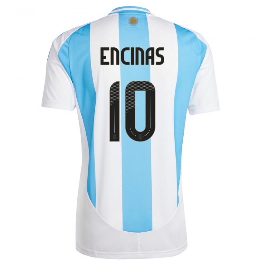 Gyermek Argentína Axel Encinas #10 Fehér Kék Hazai Jersey 24-26 Mez Póló Ing