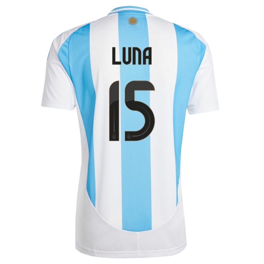 Gyermek Argentína Alex Luna #15 Fehér Kék Hazai Jersey 24-26 Mez Póló Ing