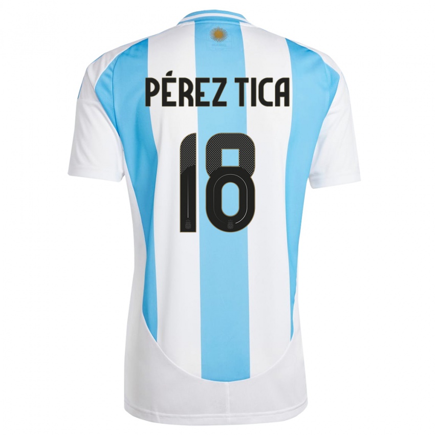 Gyermek Argentína Jeremias Perez Tica #18 Fehér Kék Hazai Jersey 24-26 Mez Póló Ing