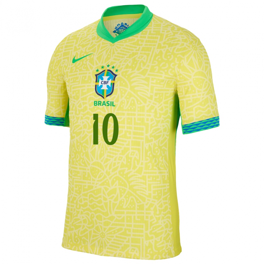 Gyermek Brazília Rodrygo #10 Sárga Hazai Jersey 24-26 Mez Póló Ing