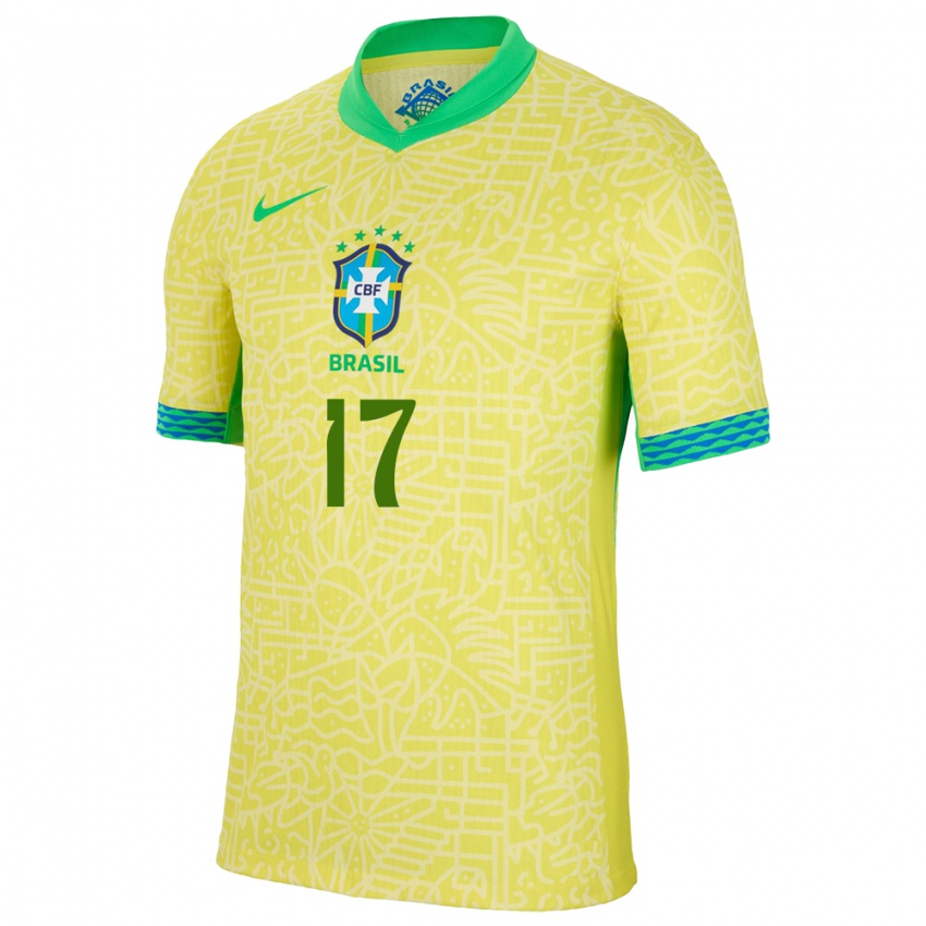 Gyermek Brazília Ary Borges #17 Sárga Hazai Jersey 24-26 Mez Póló Ing