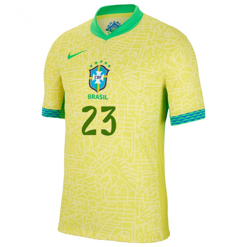 Gyermek Brazília Matheus Nascimento #23 Sárga Hazai Jersey 24-26 Mez Póló Ing