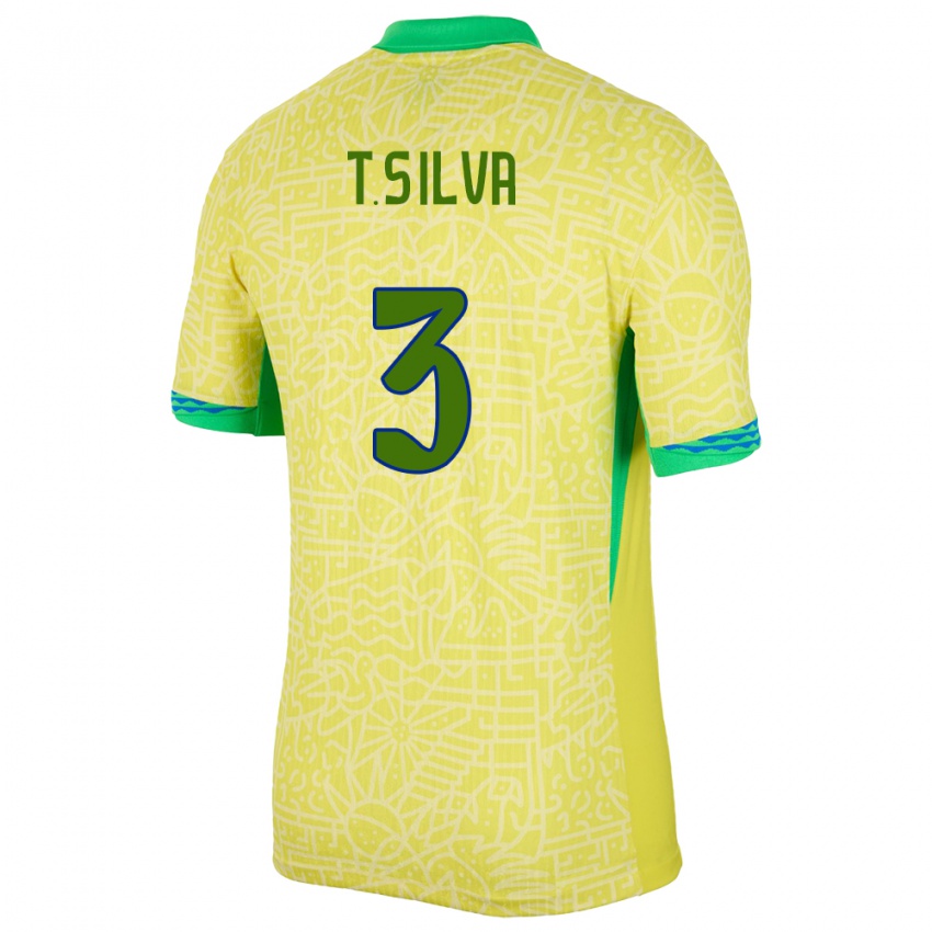 Gyermek Brazília Thiago Silva #3 Sárga Hazai Jersey 24-26 Mez Póló Ing