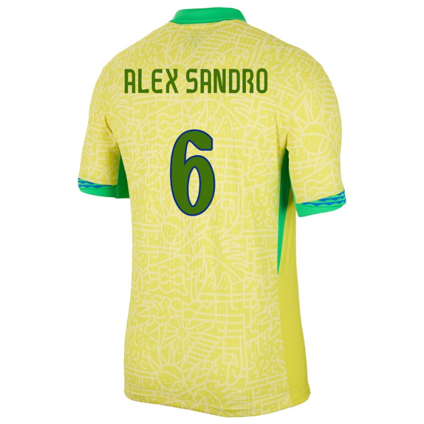 Gyermek Brazília Alex Sandro #6 Sárga Hazai Jersey 24-26 Mez Póló Ing