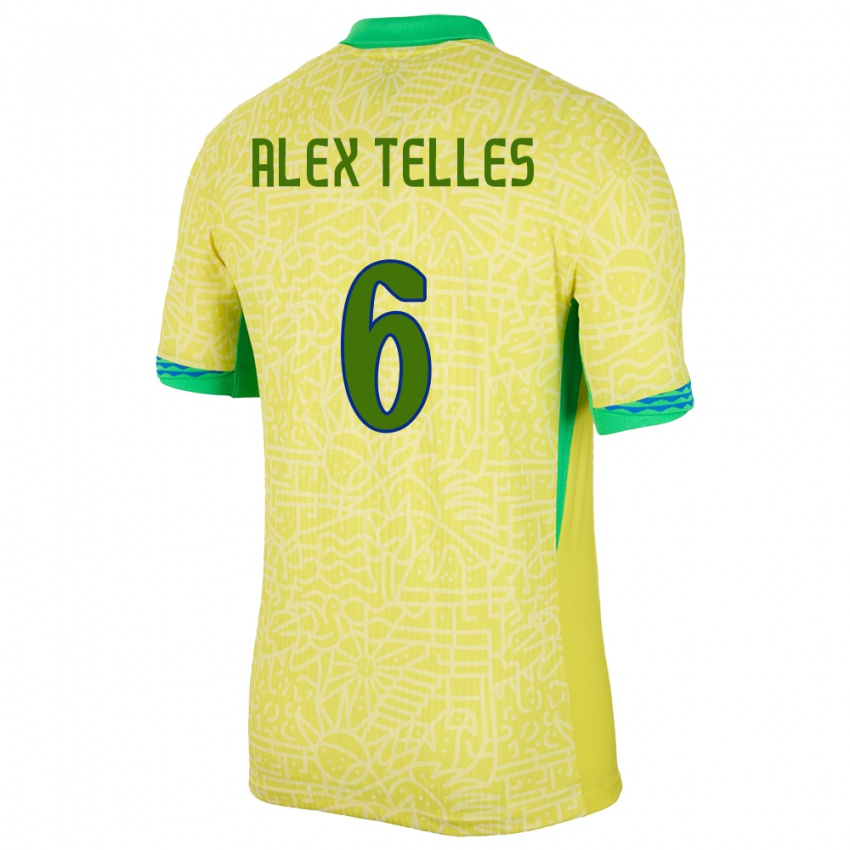 Gyermek Brazília Alex Telles #6 Sárga Hazai Jersey 24-26 Mez Póló Ing