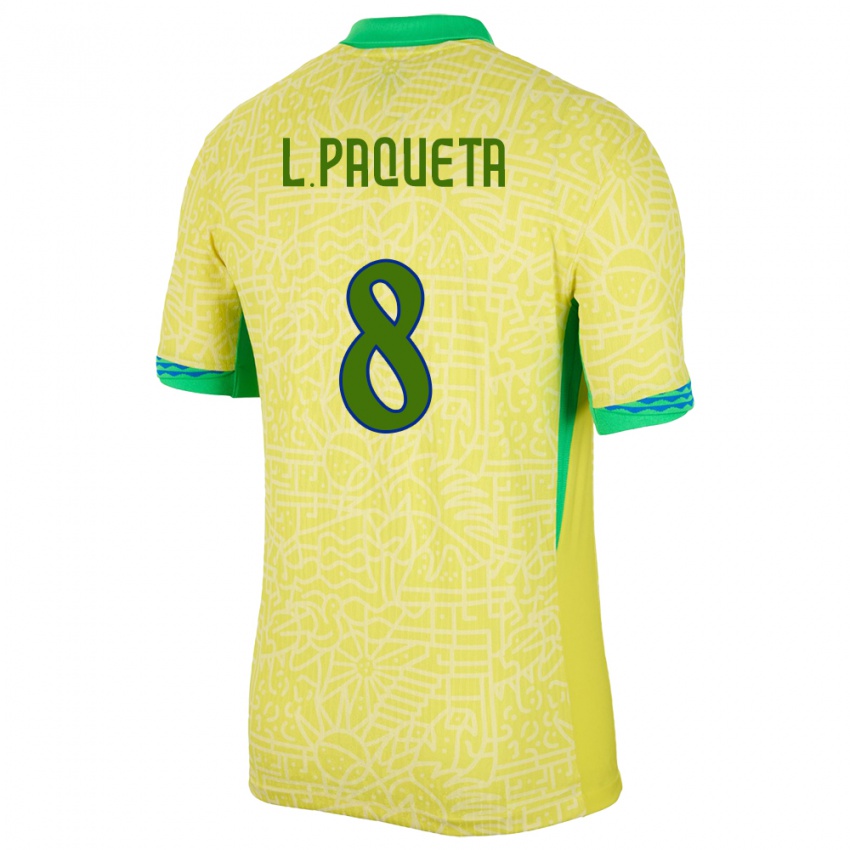 Gyermek Brazília Lucas Paqueta #8 Sárga Hazai Jersey 24-26 Mez Póló Ing