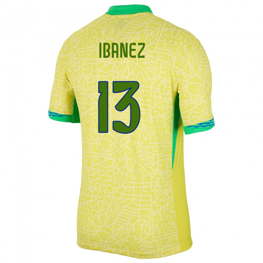 Gyermek Brazília Roger Ibanez #13 Sárga Hazai Jersey 24-26 Mez Póló Ing