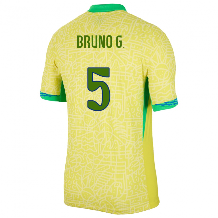 Gyermek Brazília Bruno Guimaraes #5 Sárga Hazai Jersey 24-26 Mez Póló Ing