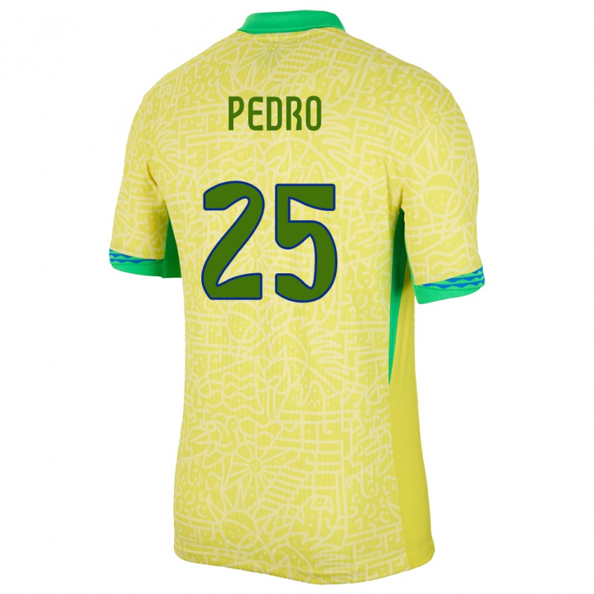 Gyermek Brazília Pedro #25 Sárga Hazai Jersey 24-26 Mez Póló Ing