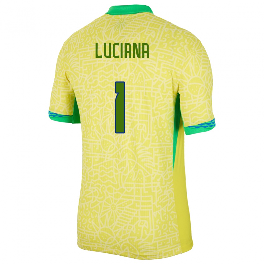 Gyermek Brazília Luciana #1 Sárga Hazai Jersey 24-26 Mez Póló Ing