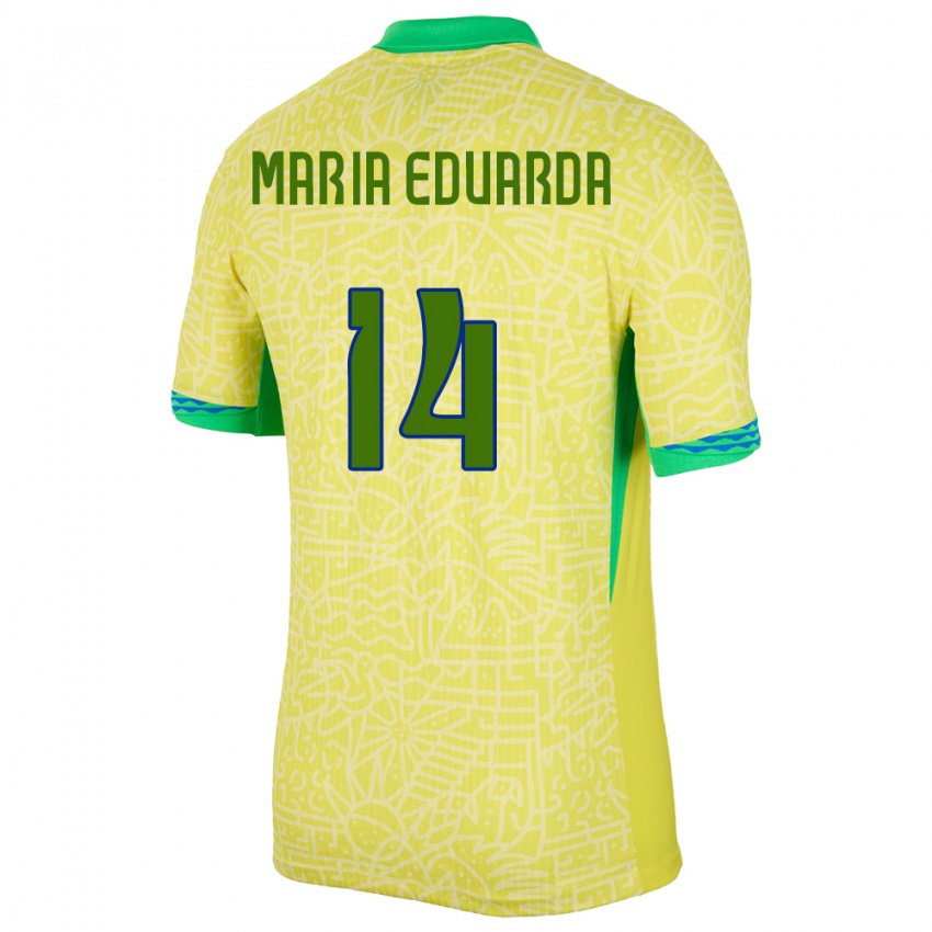 Gyermek Brazília Maria Eduarda #14 Sárga Hazai Jersey 24-26 Mez Póló Ing