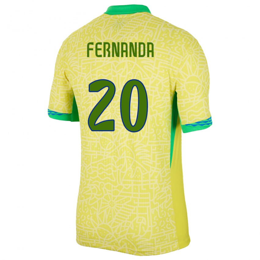 Gyermek Brazília Fernanda Palermo #20 Sárga Hazai Jersey 24-26 Mez Póló Ing