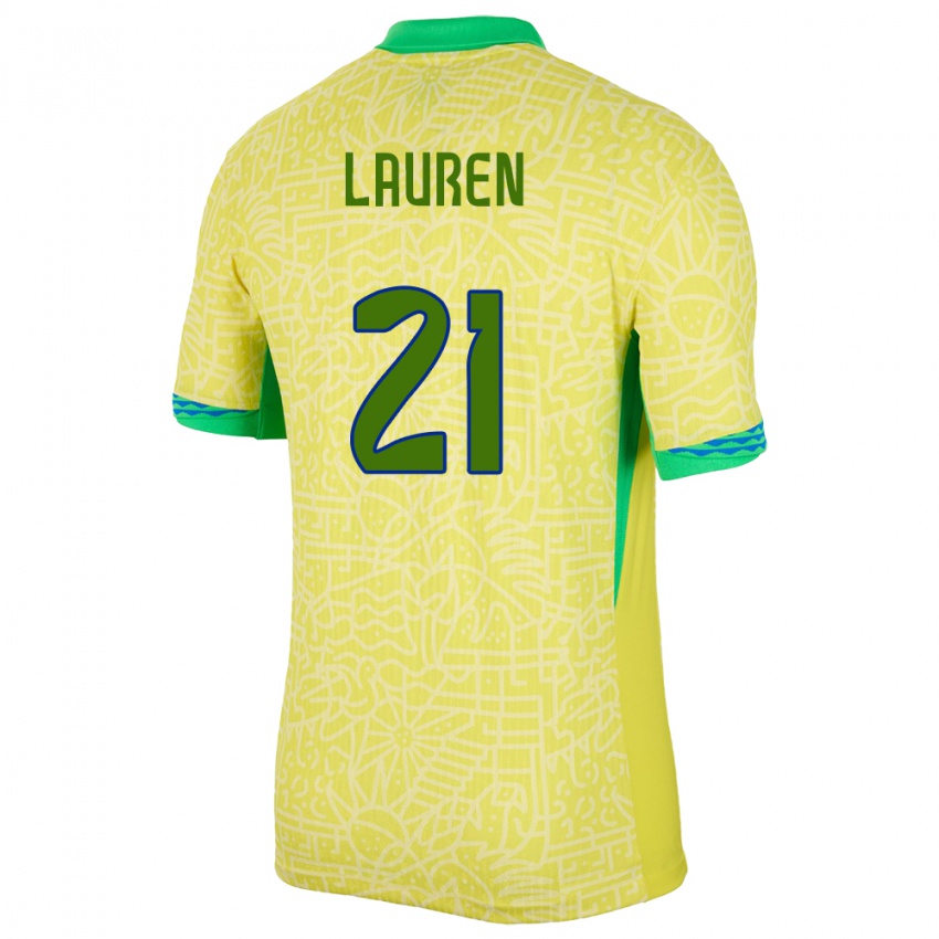 Gyermek Brazília Lauren Costa #21 Sárga Hazai Jersey 24-26 Mez Póló Ing