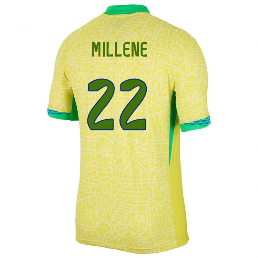 Gyermek Brazília Millene #22 Sárga Hazai Jersey 24-26 Mez Póló Ing