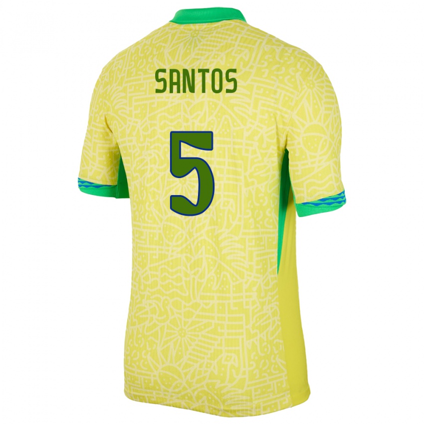 Gyermek Brazília Andrey Santos #5 Sárga Hazai Jersey 24-26 Mez Póló Ing