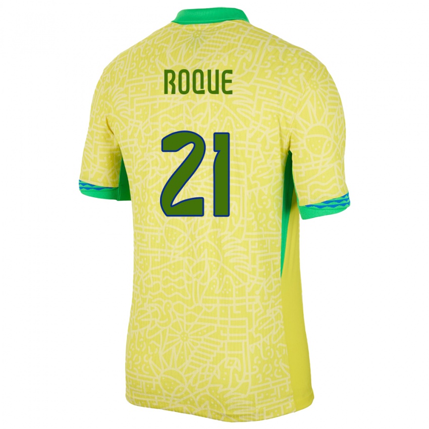 Gyermek Brazília Vitor Roque #21 Sárga Hazai Jersey 24-26 Mez Póló Ing