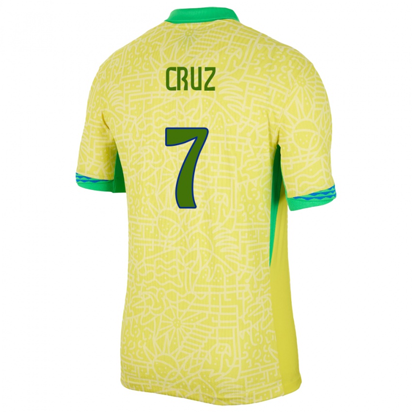 Gyermek Brazília Joao Cruz #7 Sárga Hazai Jersey 24-26 Mez Póló Ing