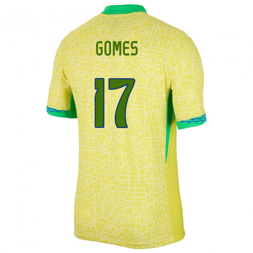 Gyermek Brazília William Gomes #17 Sárga Hazai Jersey 24-26 Mez Póló Ing