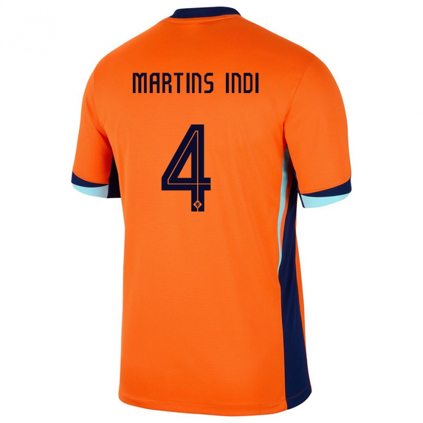 Gyermek Hollandia Bruno Martins Indi #4 Narancs Hazai Jersey 24-26 Mez Póló Ing