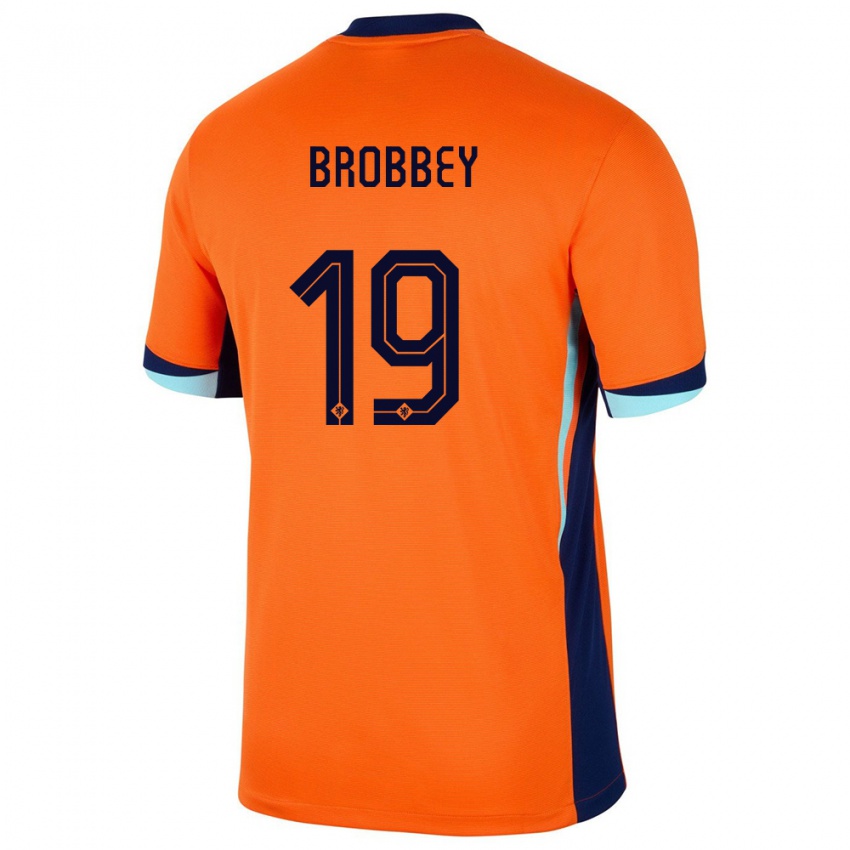 Gyermek Hollandia Brian Brobbey #19 Narancs Hazai Jersey 24-26 Mez Póló Ing