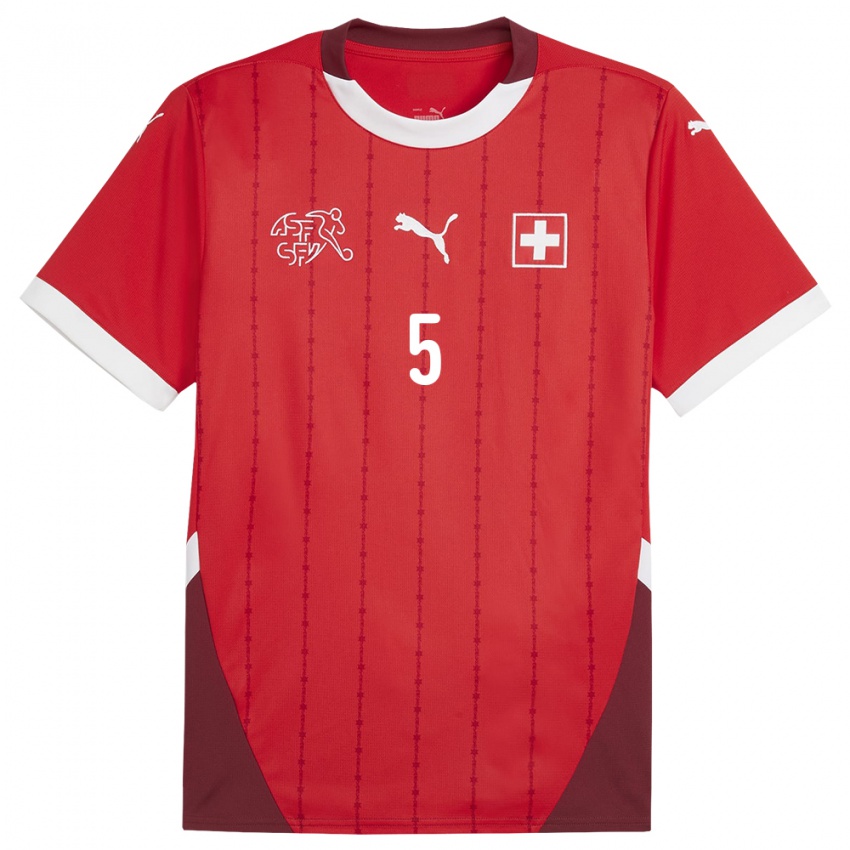 Gyermek Svájc Albian Hajdari #5 Piros Hazai Jersey 24-26 Mez Póló Ing