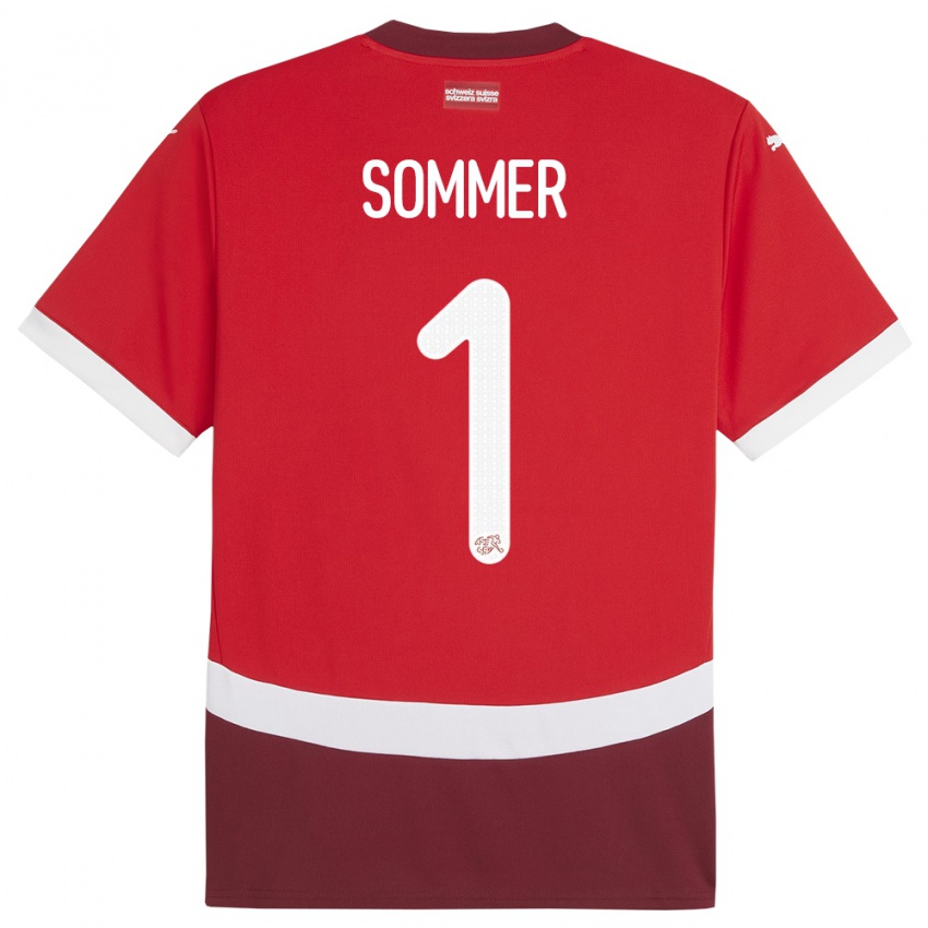 Gyermek Svájc Yann Sommer #1 Piros Hazai Jersey 24-26 Mez Póló Ing