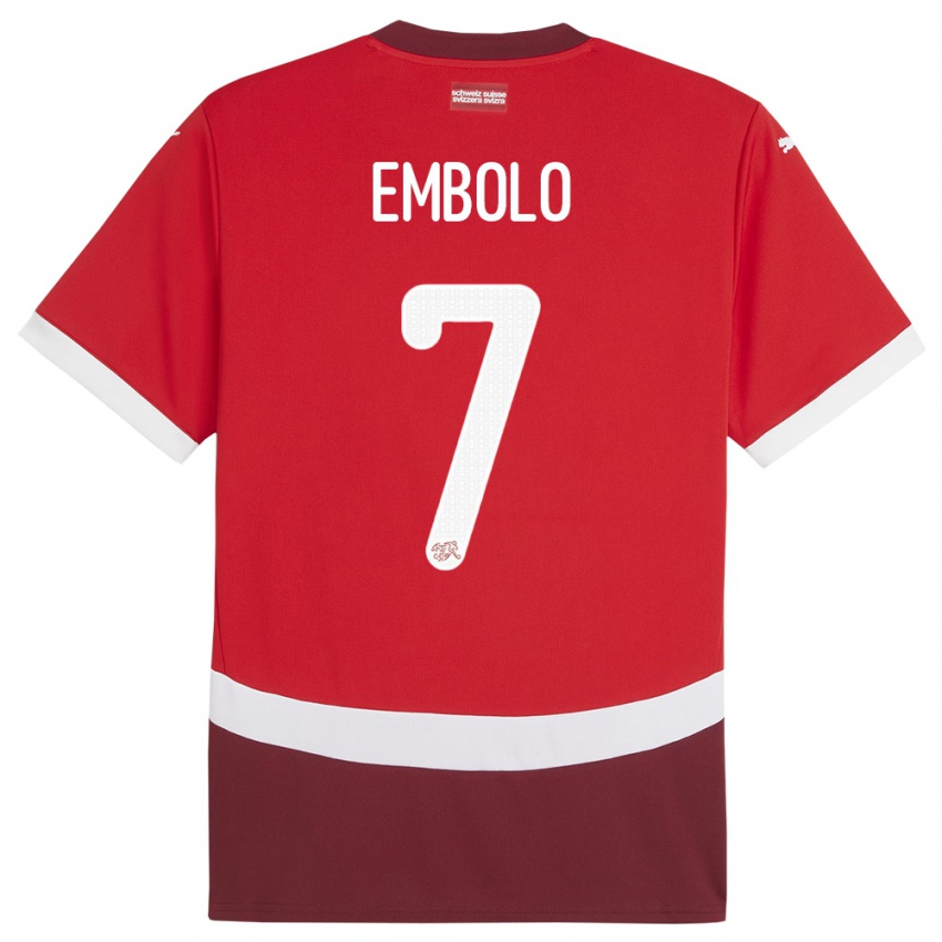 Gyermek Svájc Breel Embolo #7 Piros Hazai Jersey 24-26 Mez Póló Ing