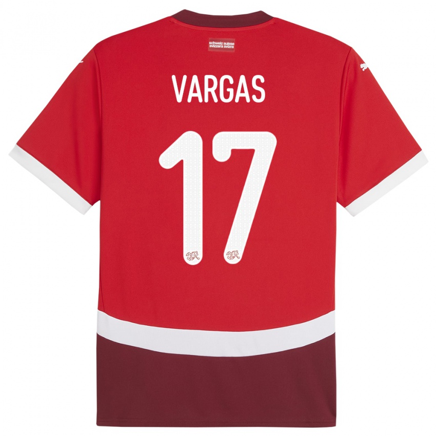 Gyermek Svájc Ruben Vargas #17 Piros Hazai Jersey 24-26 Mez Póló Ing