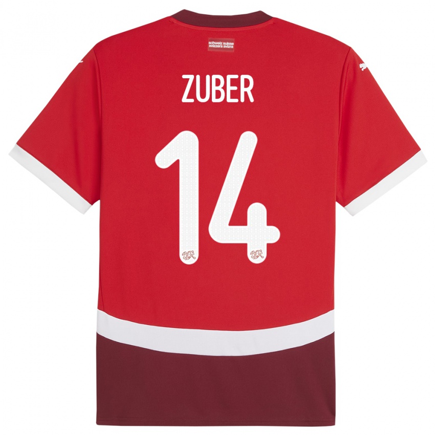 Gyermek Svájc Steven Zuber #14 Piros Hazai Jersey 24-26 Mez Póló Ing