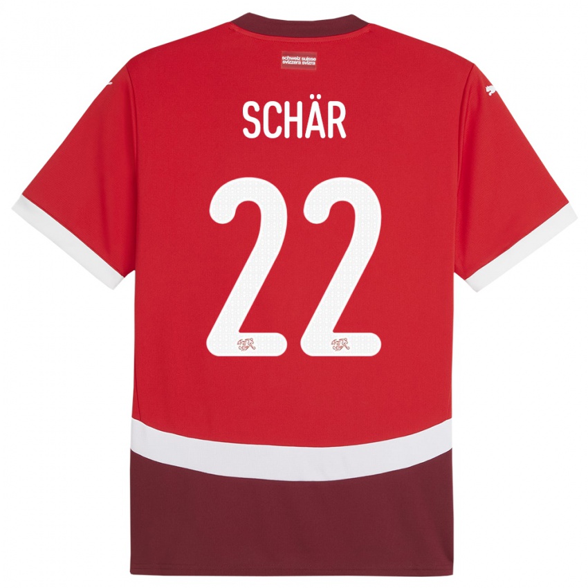 Gyermek Svájc Fabian Schar #22 Piros Hazai Jersey 24-26 Mez Póló Ing