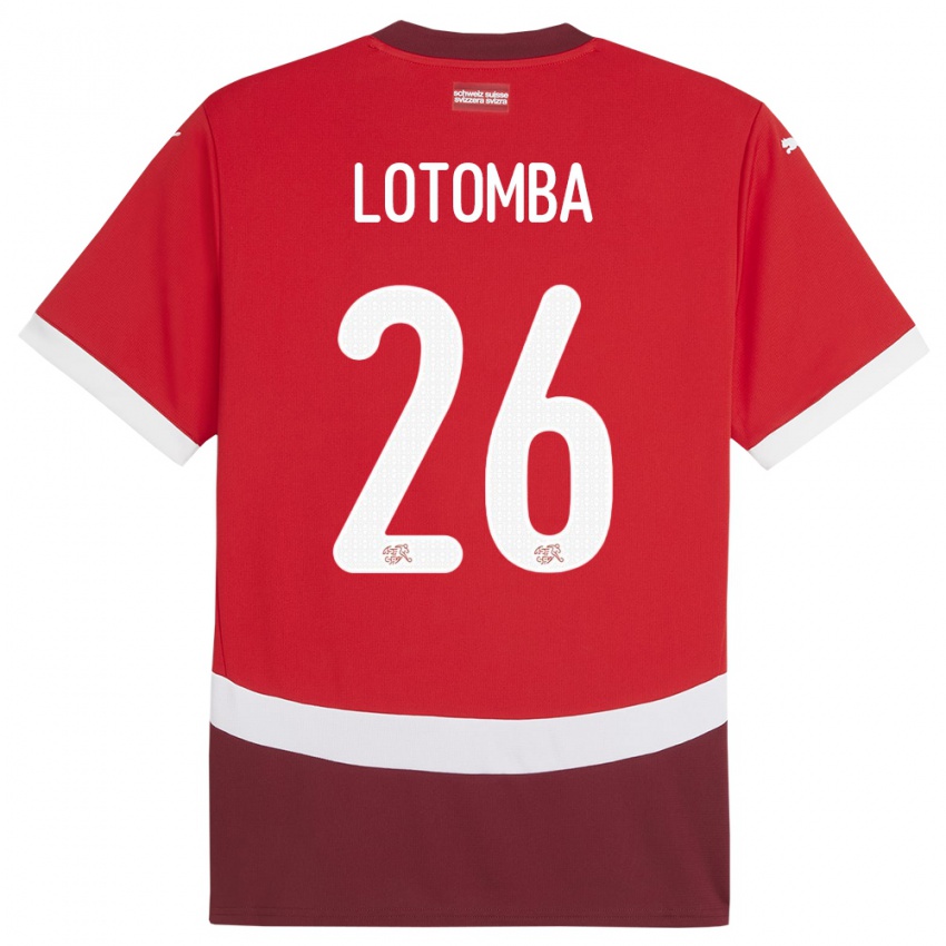 Gyermek Svájc Jordan Lotomba #26 Piros Hazai Jersey 24-26 Mez Póló Ing