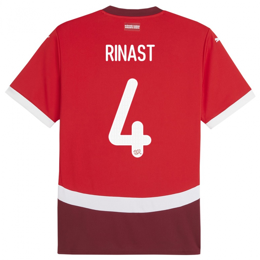 Gyermek Svájc Rachel Rinast #4 Piros Hazai Jersey 24-26 Mez Póló Ing