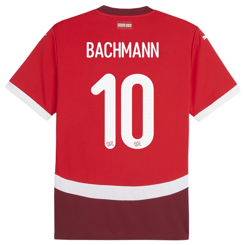 Gyermek Svájc Ramona Bachmann #10 Piros Hazai Jersey 24-26 Mez Póló Ing