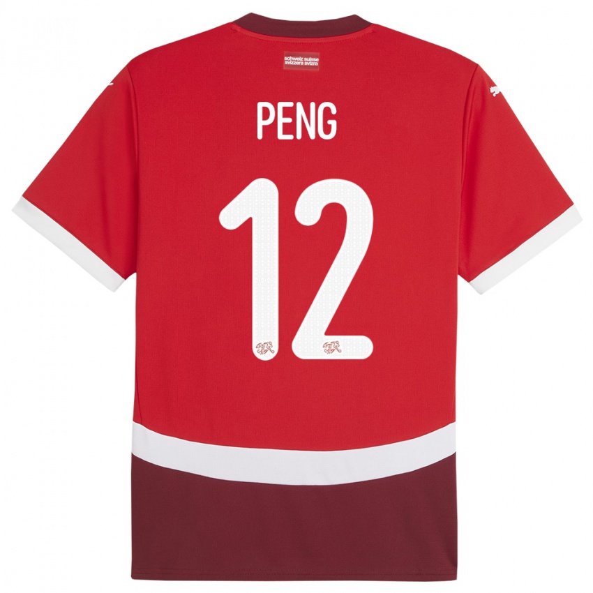 Gyermek Svájc Livia Peng #12 Piros Hazai Jersey 24-26 Mez Póló Ing