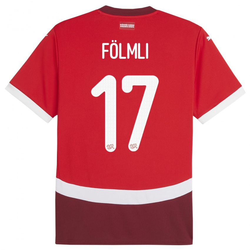 Gyermek Svájc Svenja Folmli #17 Piros Hazai Jersey 24-26 Mez Póló Ing