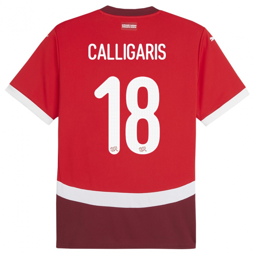 Gyermek Svájc Viola Calligaris #18 Piros Hazai Jersey 24-26 Mez Póló Ing