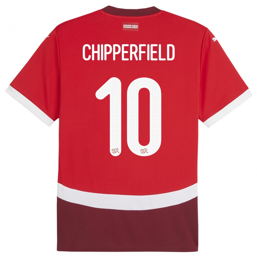 Gyermek Svájc Liam Chipperfield #10 Piros Hazai Jersey 24-26 Mez Póló Ing