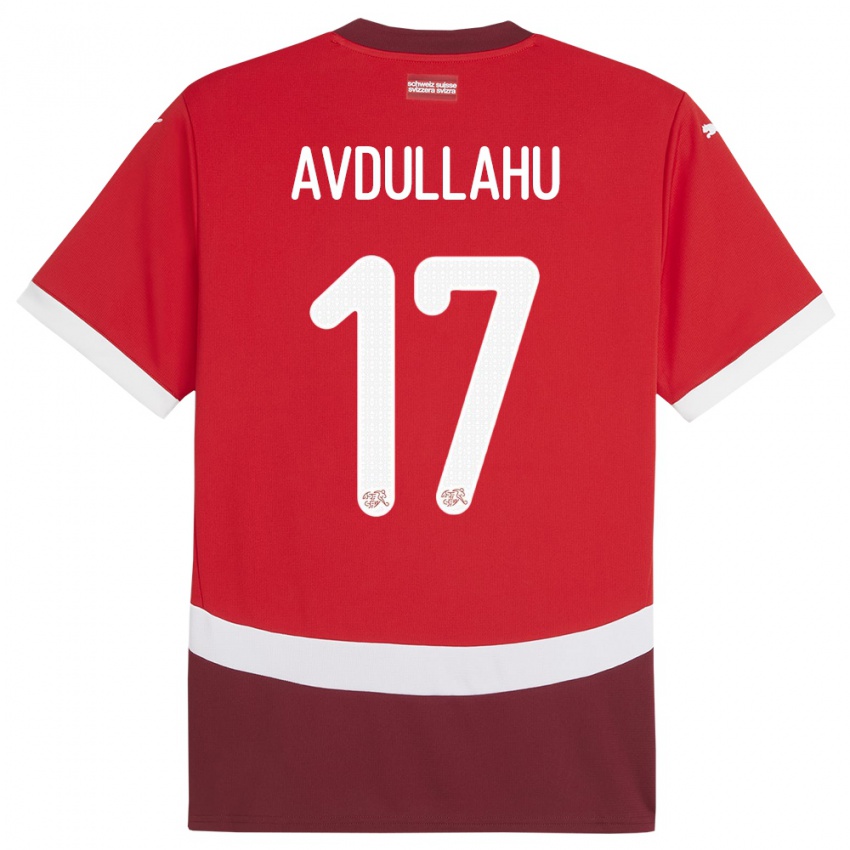 Gyermek Svájc Leon Avdullahu #17 Piros Hazai Jersey 24-26 Mez Póló Ing