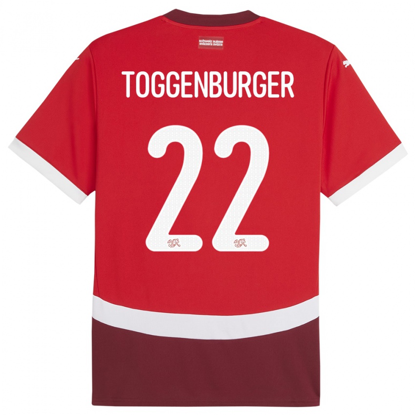 Gyermek Svájc Nando Toggenburger #22 Piros Hazai Jersey 24-26 Mez Póló Ing