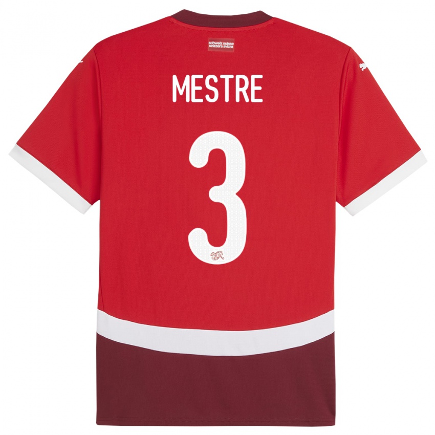 Gyermek Svájc Luis Mestre #3 Piros Hazai Jersey 24-26 Mez Póló Ing