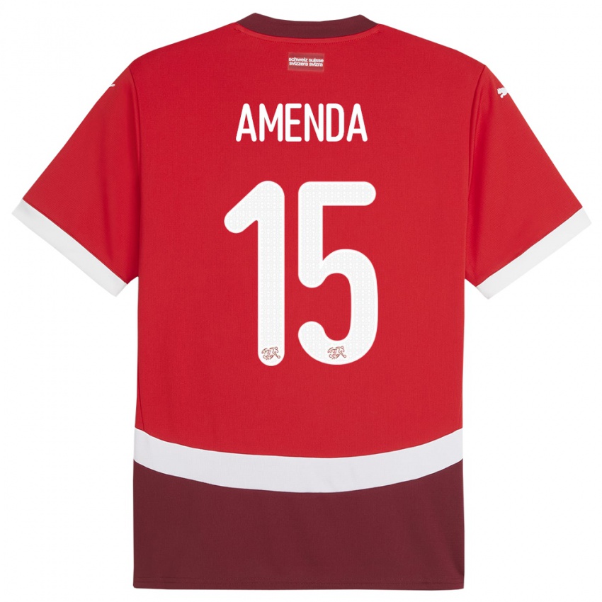 Gyermek Svájc Aurele Amenda #15 Piros Hazai Jersey 24-26 Mez Póló Ing