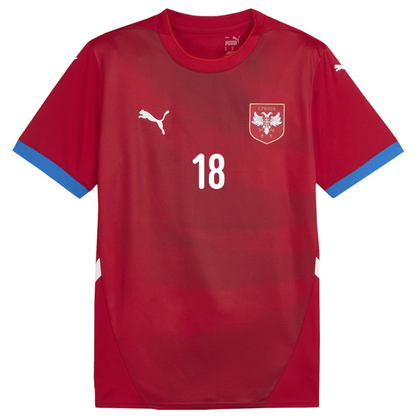 Gyermek Szerbia Petar Ratkov #18 Piros Hazai Jersey 24-26 Mez Póló Ing