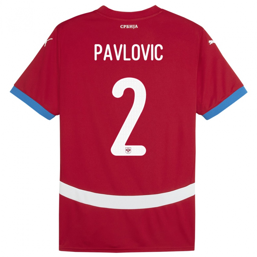 Gyermek Szerbia Strahinja Pavlovic #2 Piros Hazai Jersey 24-26 Mez Póló Ing