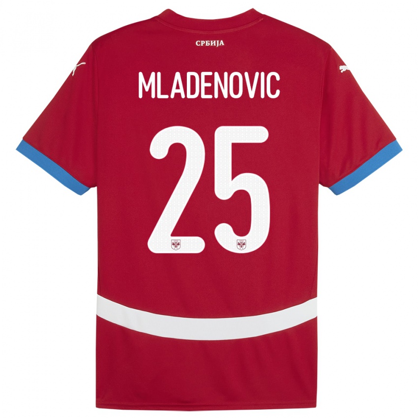 Gyermek Szerbia Filip Mladenovic #25 Piros Hazai Jersey 24-26 Mez Póló Ing