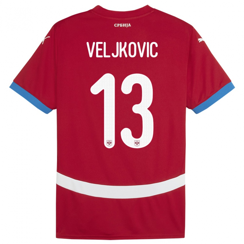 Gyermek Szerbia Milos Veljkovic #13 Piros Hazai Jersey 24-26 Mez Póló Ing