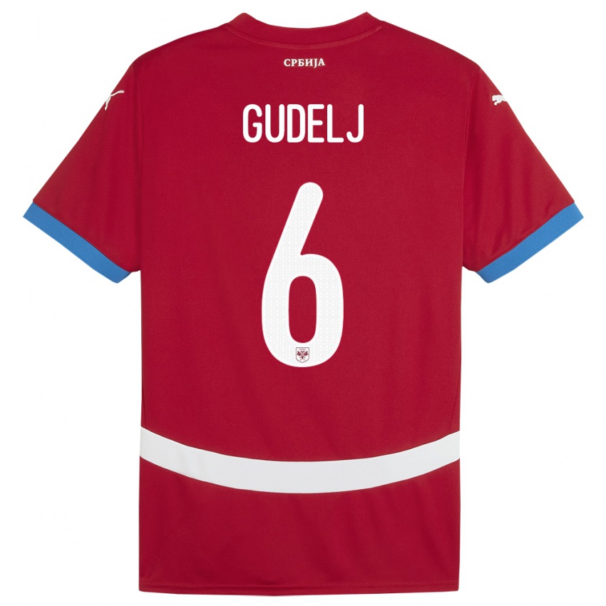 Gyermek Szerbia Nemanja Gudelj #6 Piros Hazai Jersey 24-26 Mez Póló Ing