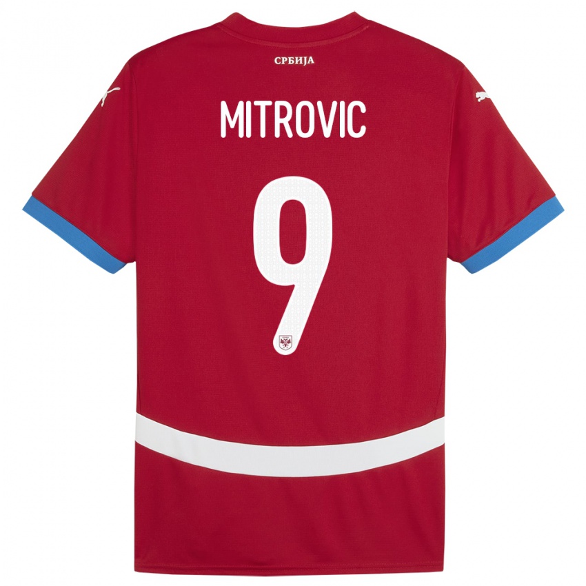 Gyermek Szerbia Aleksandar Mitrovic #9 Piros Hazai Jersey 24-26 Mez Póló Ing