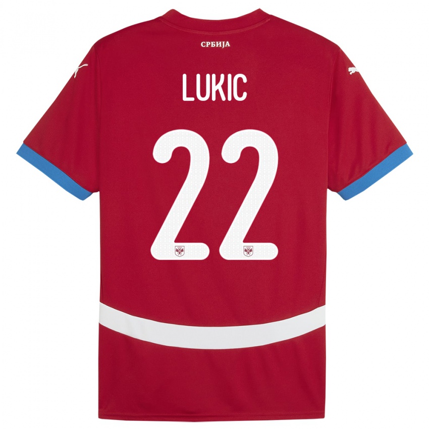 Gyermek Szerbia Sasa Lukic #22 Piros Hazai Jersey 24-26 Mez Póló Ing